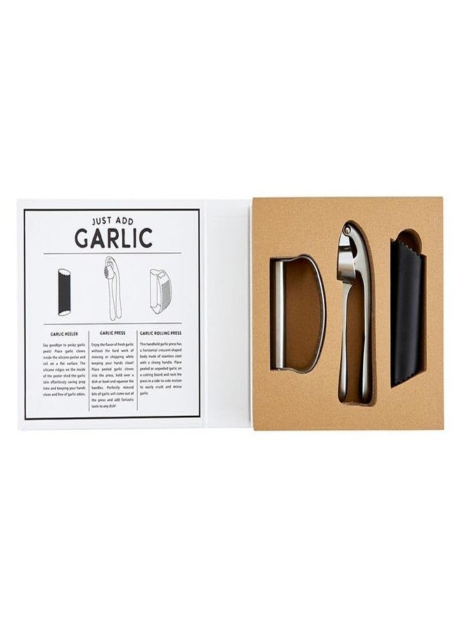 Santa Barbara Design Studio Gift Set Kitchen Essentials Tool Kit Black and White Cardboard Book Gifts, 3-Pieces, Love Garlic - Image 5