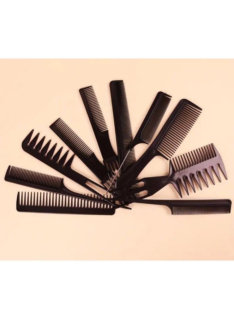 BOLREUS 10PCS Professional Hair Styling Comb Set – Durable ABS Plastic, Anti-Static Hairdressing Combs for All Hair Types, Includes Detangling, Teasing & Edge Control Combs – Salon & Home Use - Image 1