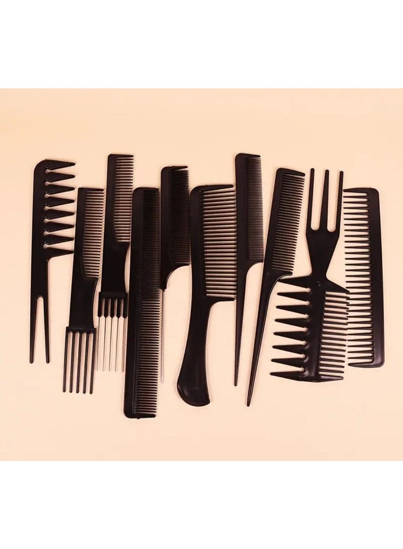 BOLREUS 10PCS Professional Hair Styling Comb Set – Durable ABS Plastic, Anti-Static Hairdressing Combs for All Hair Types, Includes Detangling, Teasing & Edge Control Combs – Salon & Home Use - Image 4