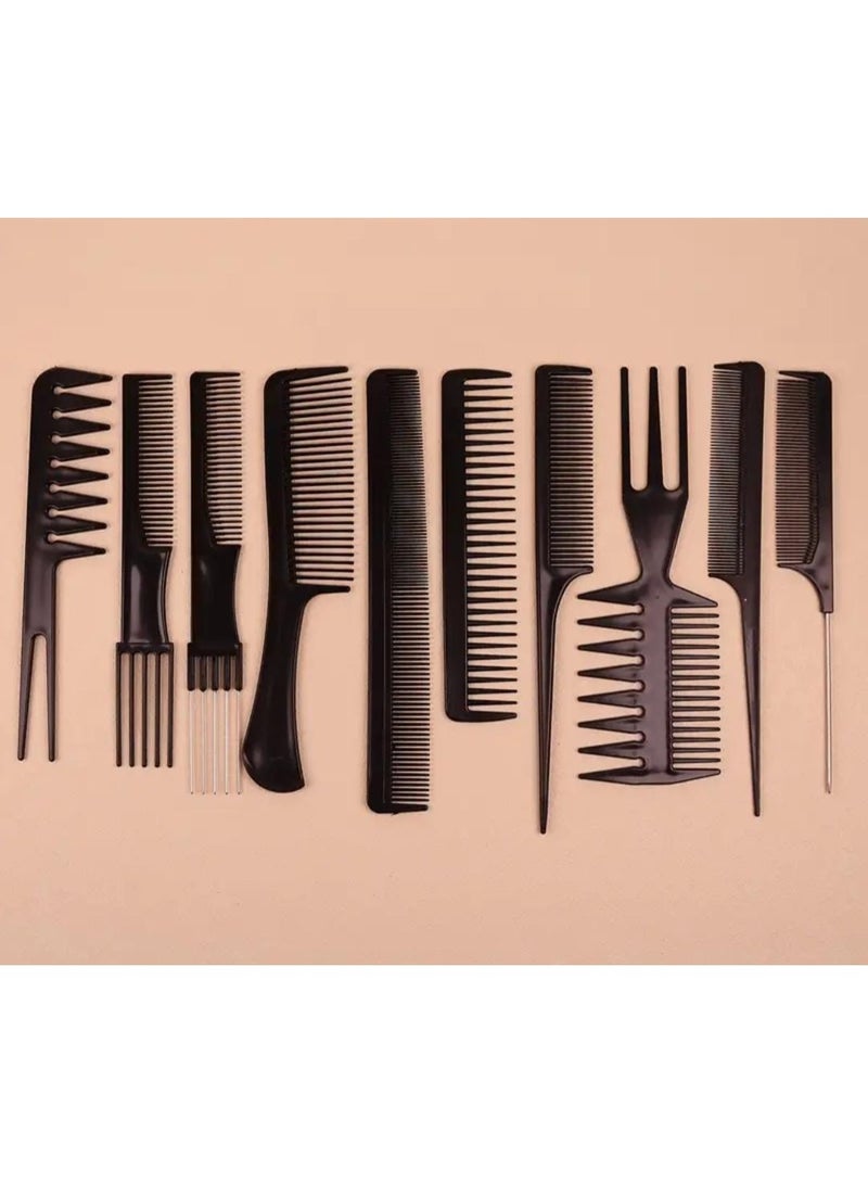 BOLREUS 10PCS Professional Hair Styling Comb Set – Durable ABS Plastic, Anti-Static Hairdressing Combs for All Hair Types, Includes Detangling, Teasing & Edge Control Combs – Salon & Home Use - Image 3