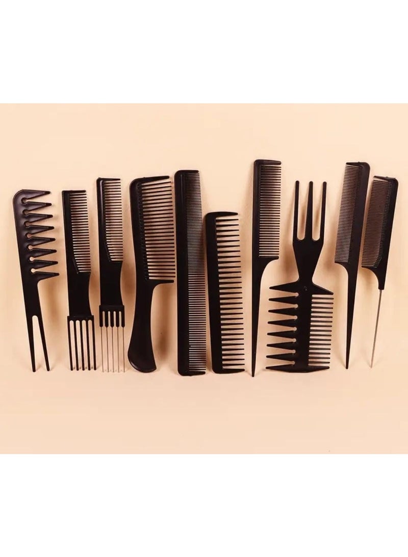 BOLREUS 10PCS Professional Hair Styling Comb Set – Durable ABS Plastic, Anti-Static Hairdressing Combs for All Hair Types, Includes Detangling, Teasing & Edge Control Combs – Salon & Home Use - Image 2