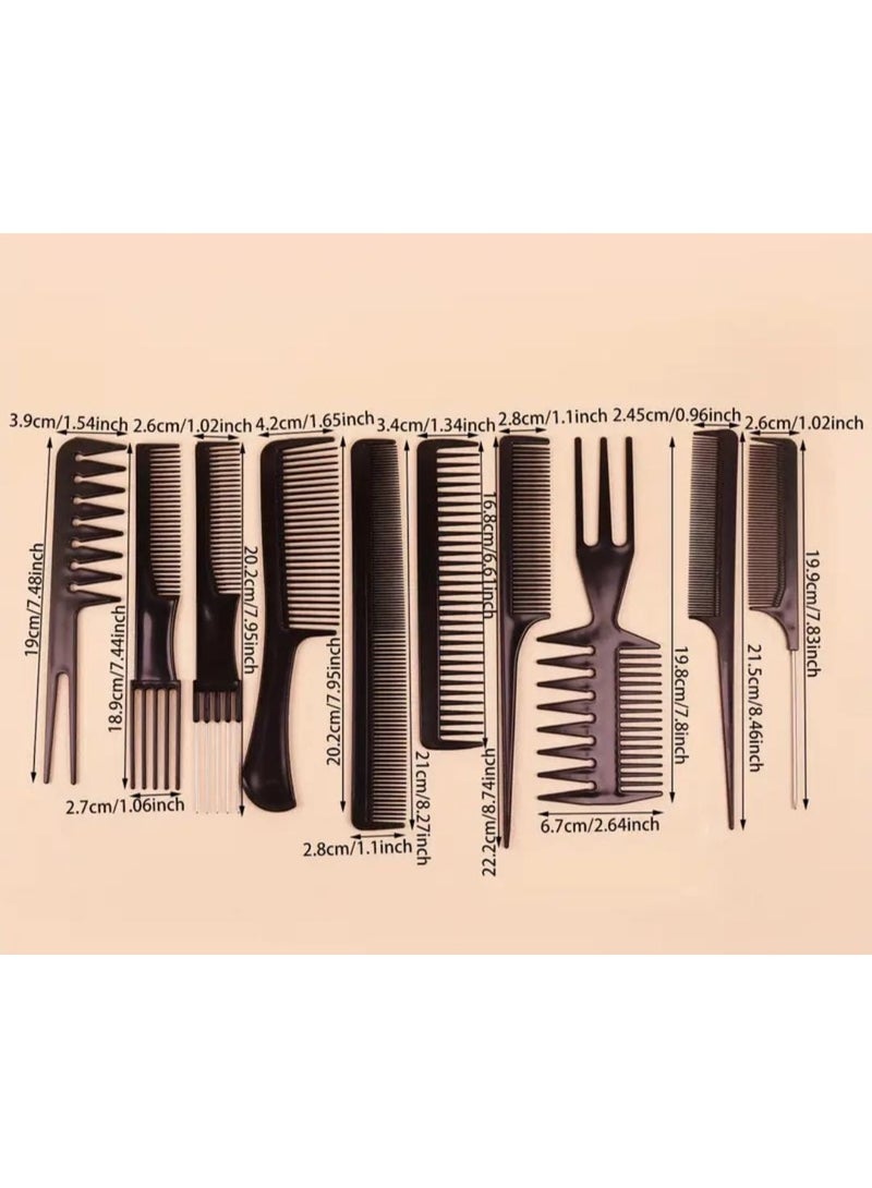 BOLREUS 10PCS Professional Hair Styling Comb Set – Durable ABS Plastic, Anti-Static Hairdressing Combs for All Hair Types, Includes Detangling, Teasing & Edge Control Combs – Salon & Home Use - Image 5