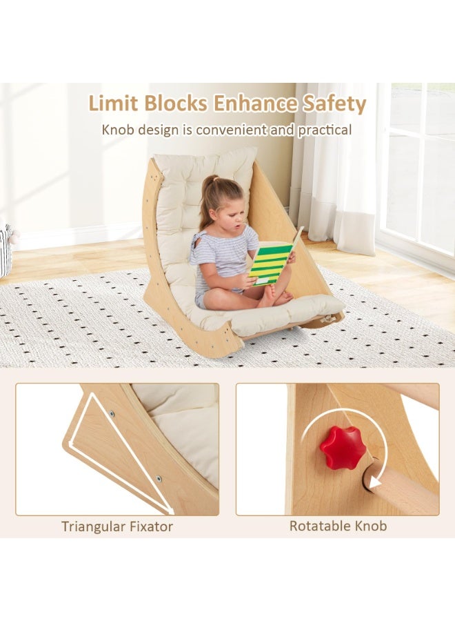 Wooden Arch Climber Rocker with Soft Cushion, 6 in 1 Montessori Climbing Toys for Toddlers, Waldorf Indoor Table Baby Children Ladder Gym Learning Playset for Kids - Image 3