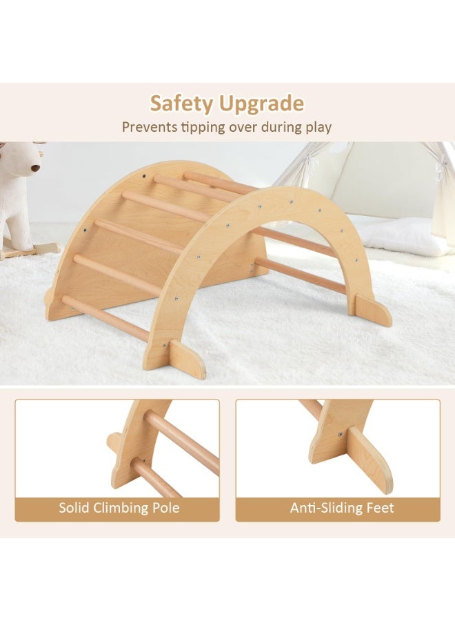 Wooden Arch Climber Rocker with Soft Cushion, 6 in 1 Montessori Climbing Toys for Toddlers, Waldorf Indoor Table Baby Children Ladder Gym Learning Playset for Kids - Image 4