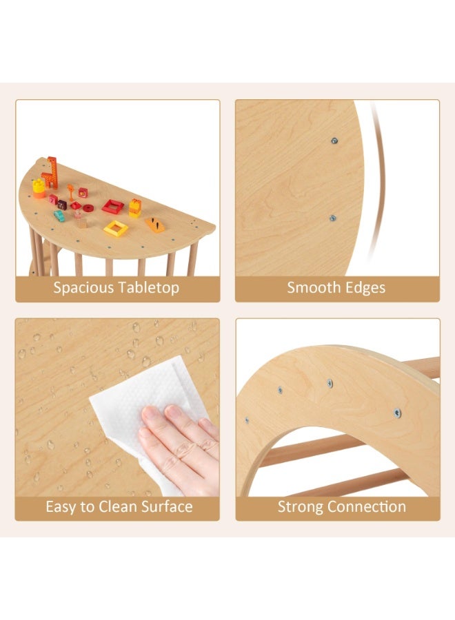 Wooden Arch Climber Rocker with Soft Cushion, 6 in 1 Montessori Climbing Toys for Toddlers, Waldorf Indoor Table Baby Children Ladder Gym Learning Playset for Kids - Image 5