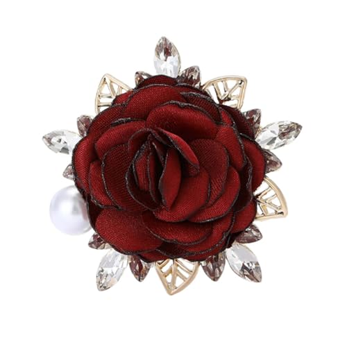 XFSAFDM Brooch Pin for Women, Saree Brooch for Women, Elegant Floral Design for Weddings, Parties, and Formal Occasions, Red Rose Decorative Pin for Ethnic and Western Outfits - Image 1