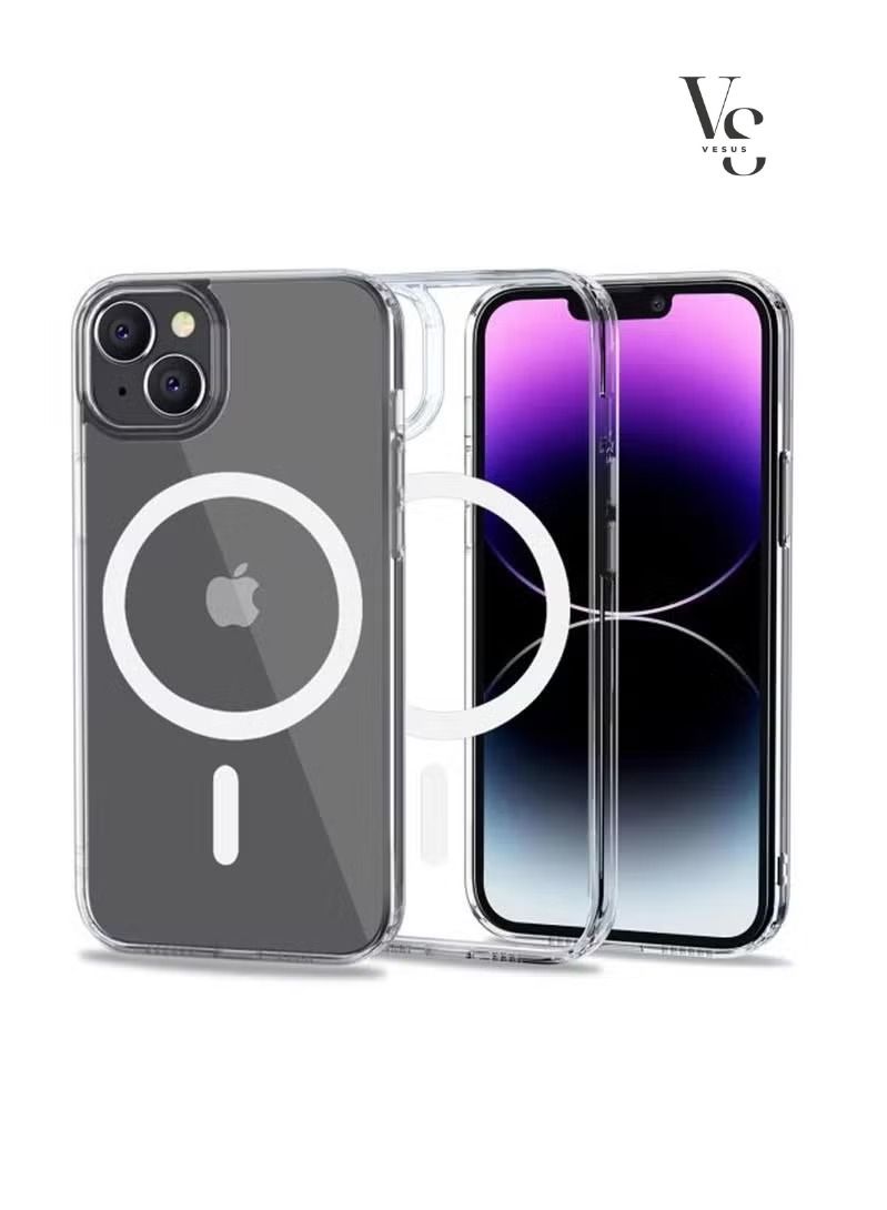 فيسوس جراب لهاتف iPhone 14 Plus Magsafe جراب شفاف واقٍ مغناطيسي مقاوم للصدمات شفاف