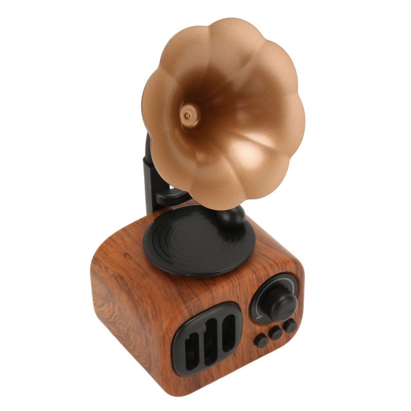 BT Speaker Vintage Mini Wooden BT Speaker - Portable Stereo Radio with USB Flash Drive Memory Card AUX Support 8-Hour Battery Life Compact 5W Magnet Speaker for Home Room - Image 4