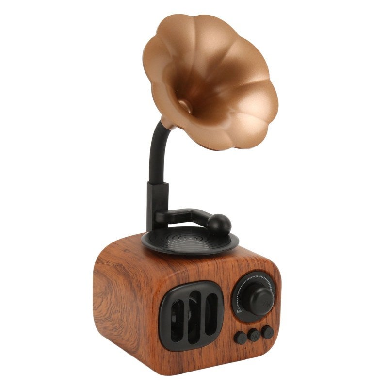 BT Speaker Vintage Mini Wooden BT Speaker - Portable Stereo Radio with USB Flash Drive Memory Card AUX Support 8-Hour Battery Life Compact 5W Magnet Speaker for Home Room - Image 3