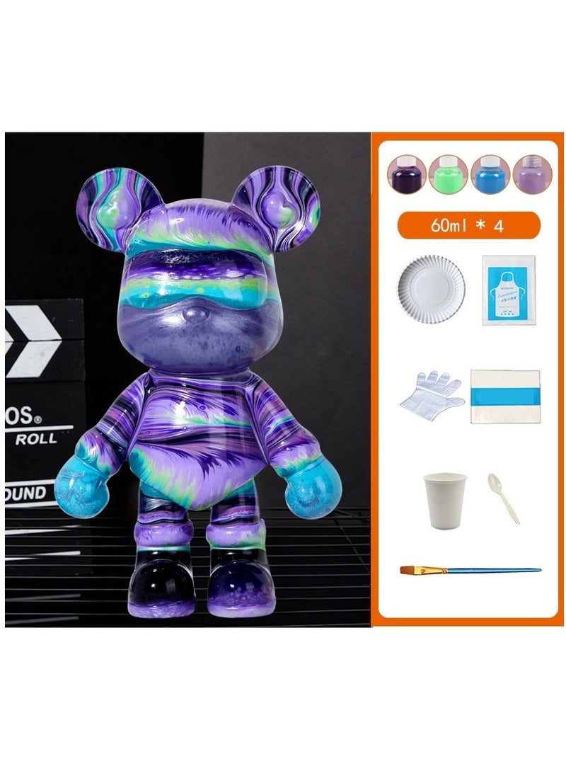 Cutie Cute DIY Painting Fluid Cool Bear Teddy Bear Painting Kit 4 Color Set 23cm  - Image 2