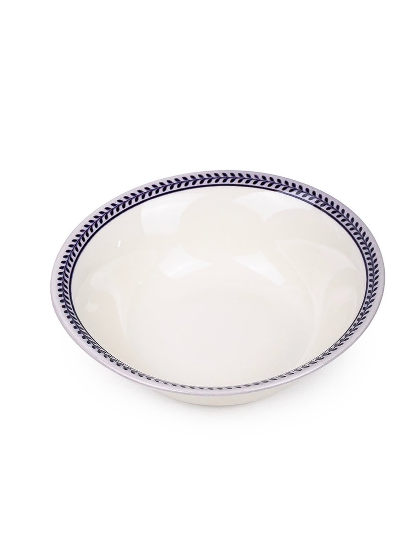 Claytan Callista 6.2 inch Porcelain Cereal & Breakfast Bowl with Blue Border (White, Set of 1) - Image 2