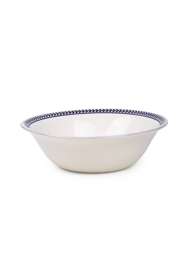 Claytan Callista 6.2 inch Porcelain Cereal & Breakfast Bowl with Blue Border (White, Set of 1) - Image 1