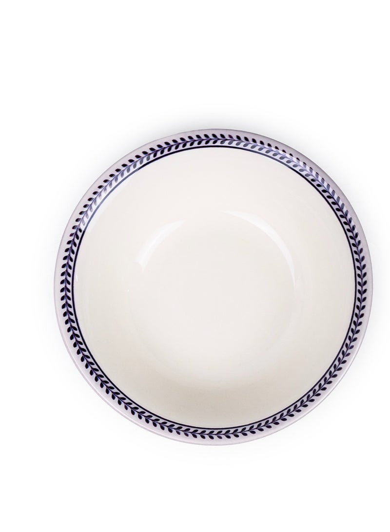 Claytan Callista 6.2 inch Porcelain Cereal & Breakfast Bowl with Blue Border (White, Set of 1) - Image 3