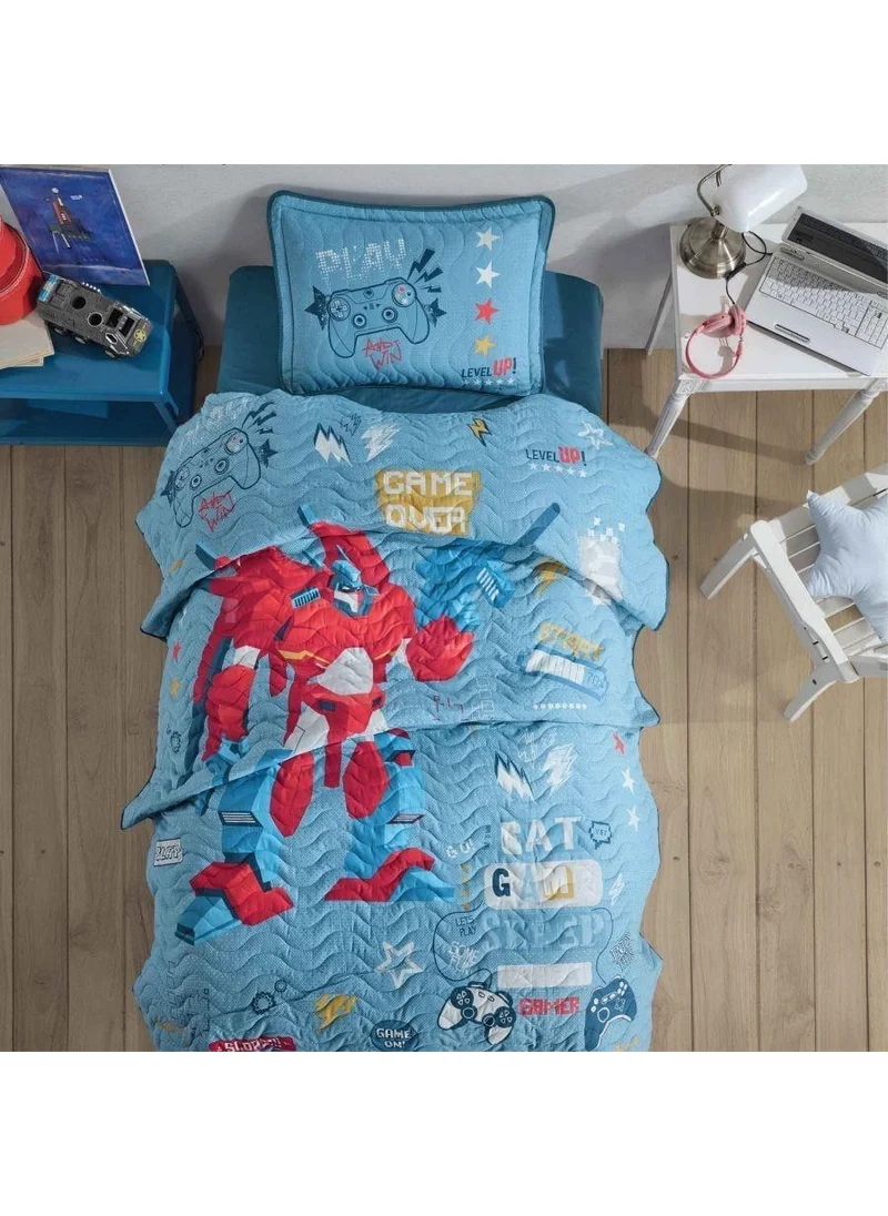 كلاسي Classy Single Bedspread Game Over V1 Blue