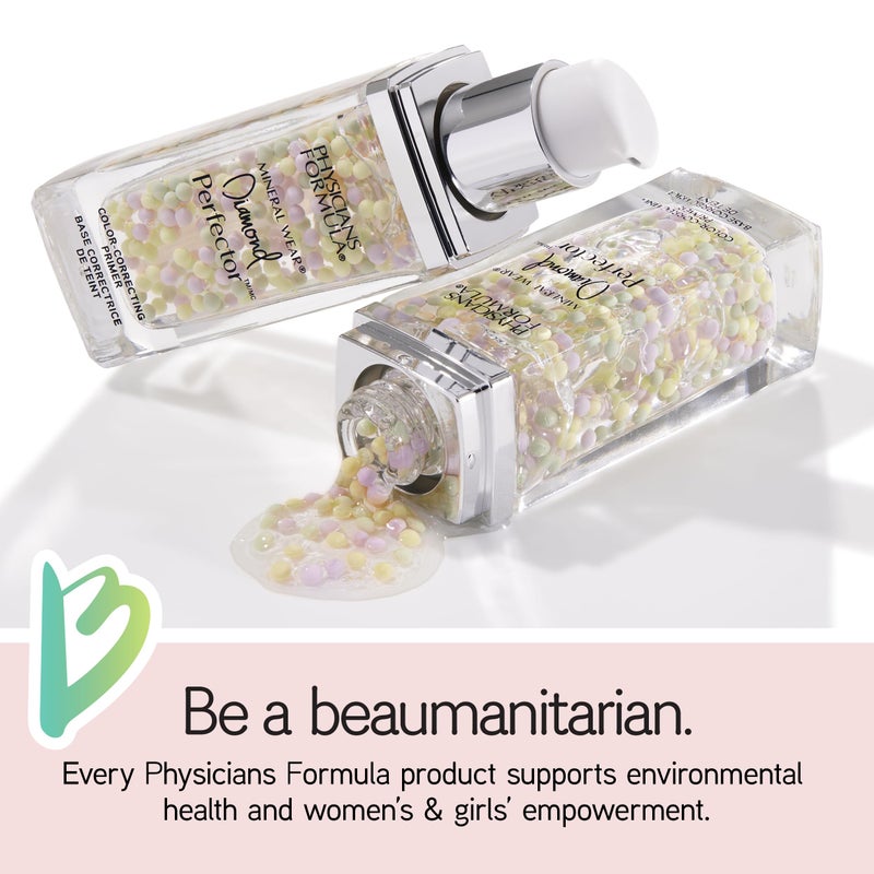 Physicians Formula صيغة فيزيشيانز فورمولا مينيرال وير دايموند بيرفكتور، صيغة جل إلى سيروم 3 في 1 مع مسحوق الماس المعدني، تصحيح وإضاءة، نباتي، خالي من القسوة، وخالي من التلك - برايمر تصحيح اللون - Image 3