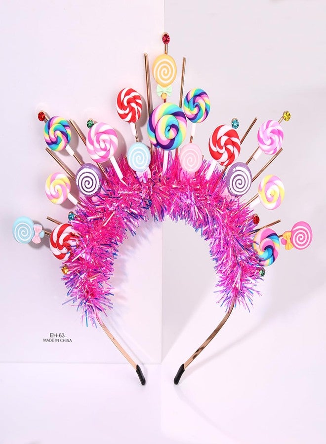 NVENF Candy Headband Costume Accessories Christmas Candy Cane Lollipop Headbands Candyland Costume Halloween Holiday Christmas Outfits for Women Birthday Party Favors Gifts (Pattern G) - Image 4