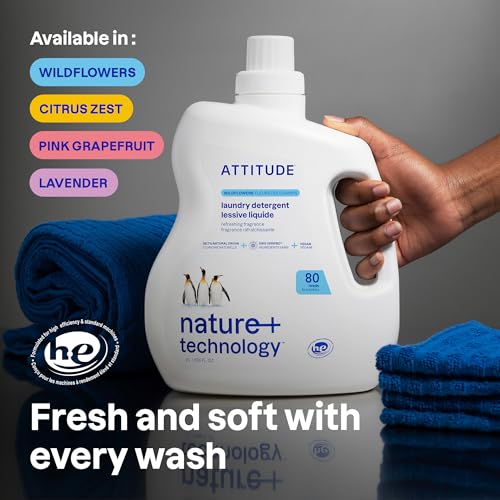 ATTITUDE Liquid Laundry Detergent, EWG Verified, HE Compatible, Plant-Based & Vegan, Natural Laundry Soap, Citrus Zest, 80 Loads, 67.6 Fl Oz - Image 2
