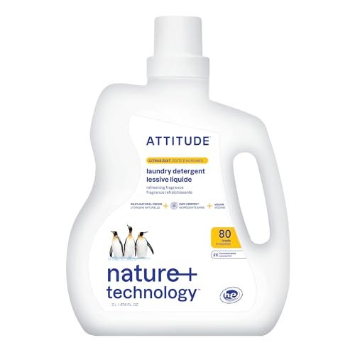 ATTITUDE Liquid Laundry Detergent, EWG Verified, HE Compatible, Plant-Based & Vegan, Natural Laundry Soap, Citrus Zest, 80 Loads, 67.6 Fl Oz - Image 1