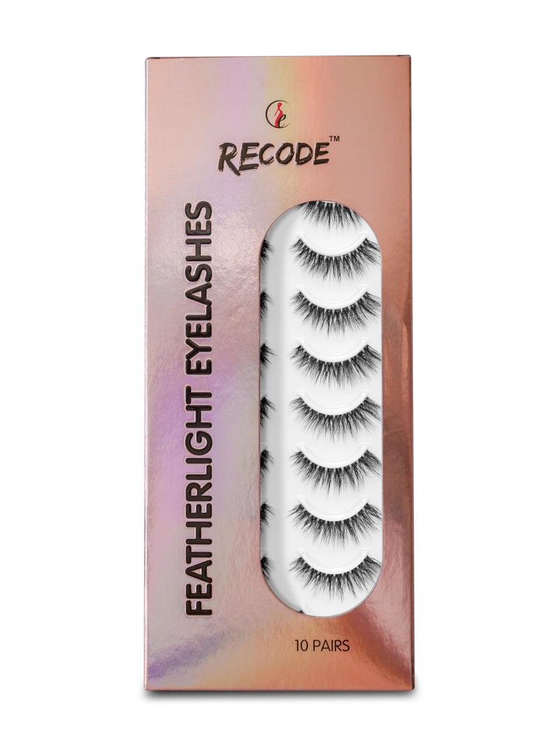 Recode RE05 Featherlight Faux Mink Eyelashes-Transparent Band,Pack of 10 - Image 4