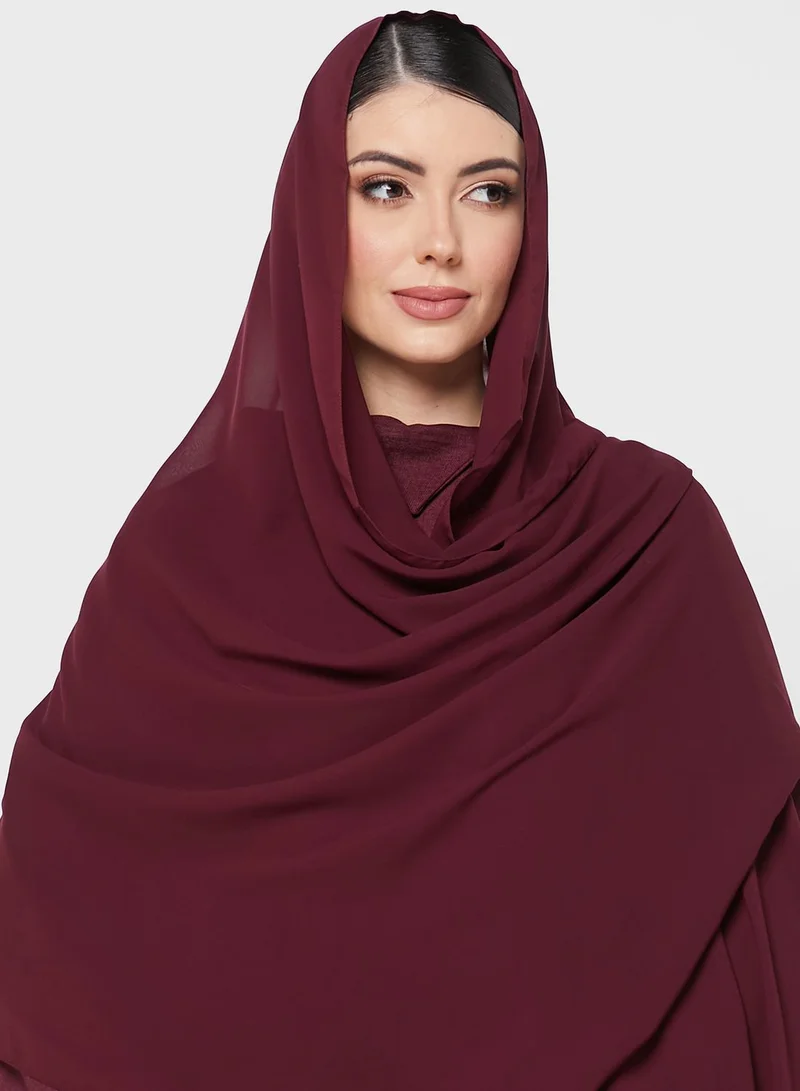 hayas closet Cape Sleeve Fringe Hem Abaya