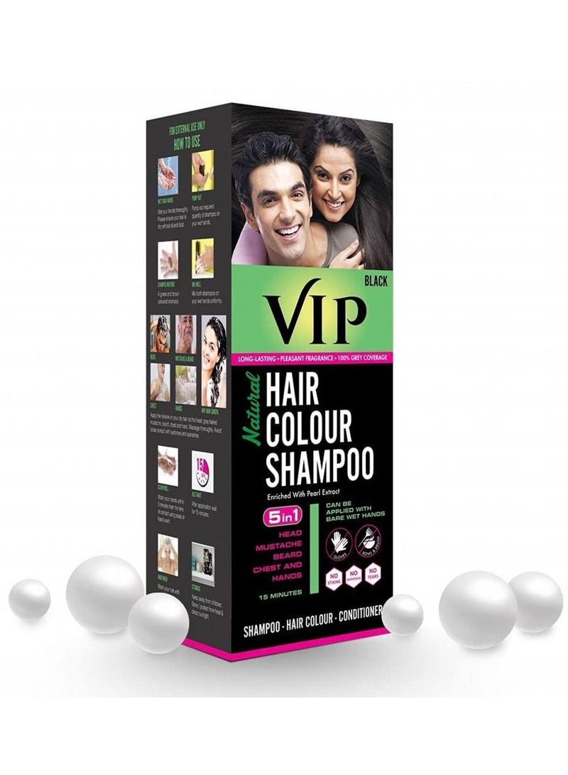 Vip Natural Hair Colour Shampoo Black 180ml - Image 1