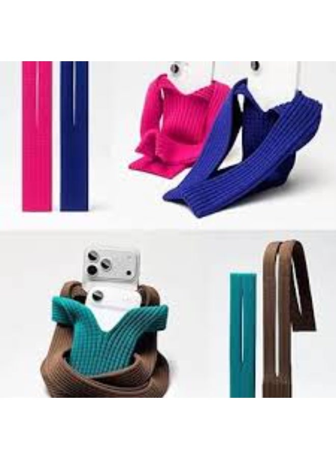 Wearable Knit Phone Pocket with Short 40cm Strap — Designer 3D-Knit Crossbody Phone Carrier | Universal Fit for All iPhone Models & Smartphones | Luxury Flexible Accessory for AirPods, Wallet & Everyday Essentials | Crafted with Stretch Technology | Effortless Style & Utility - Image 3