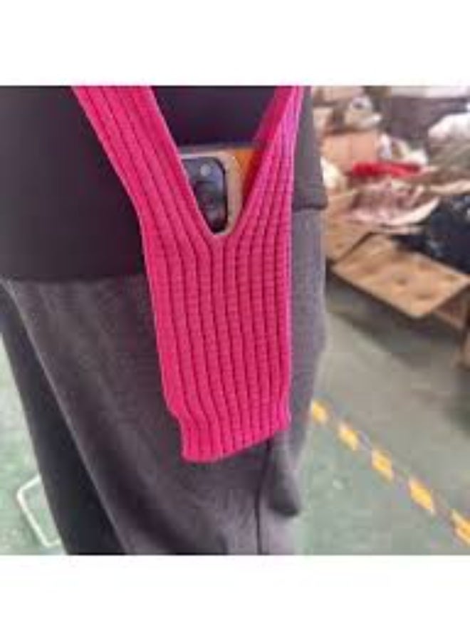 Wearable Knit Phone Pocket with Short 40cm Strap — Designer 3D-Knit Crossbody Phone Carrier | Universal Fit for All iPhone Models & Smartphones | Luxury Flexible Accessory for AirPods, Wallet & Everyday Essentials | Crafted with Stretch Technology | Effortless Style & Utility - Image 5