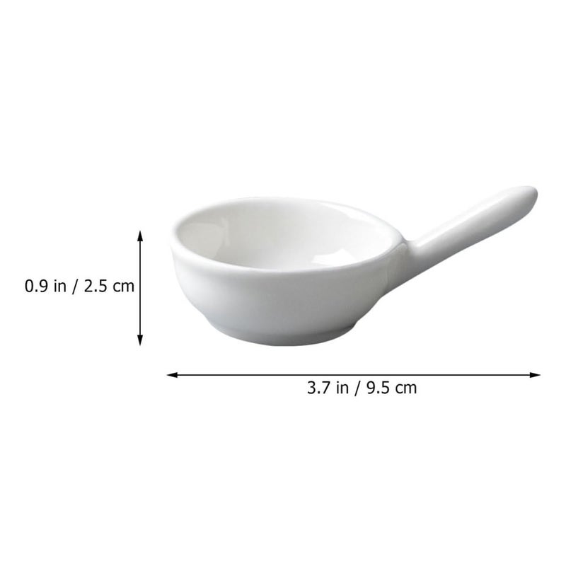 2Pcs White Porcelain Soy Sauce Dishes with Handle 6cm Small Snack Plates Condiment Holders - Image 3
