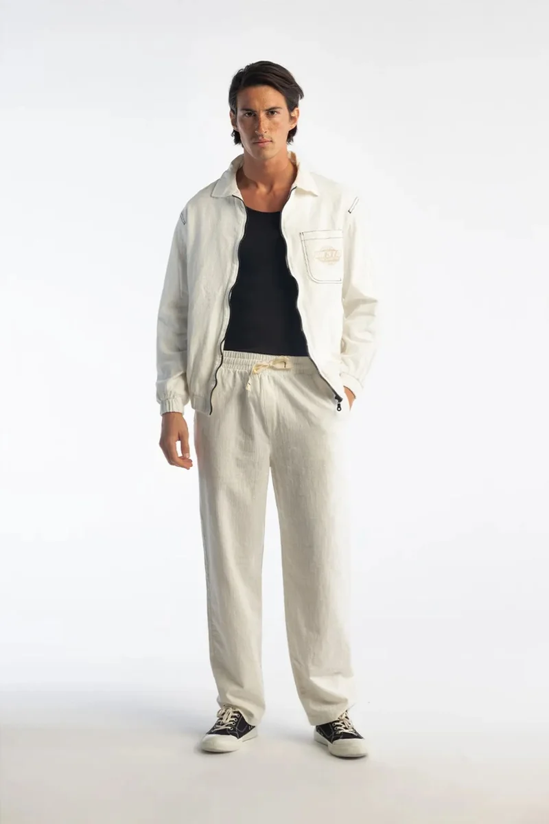 Giesto White GIESTO Straight Leg Pants with Drawstring Waist for Men | Best Price UAE