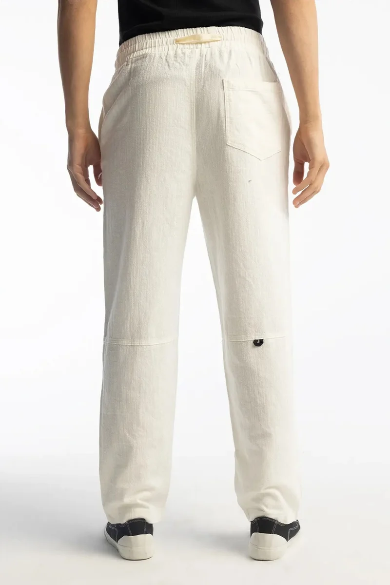 Giesto White GIESTO Straight Leg Pants with Drawstring Waist for Men | Best Price UAE