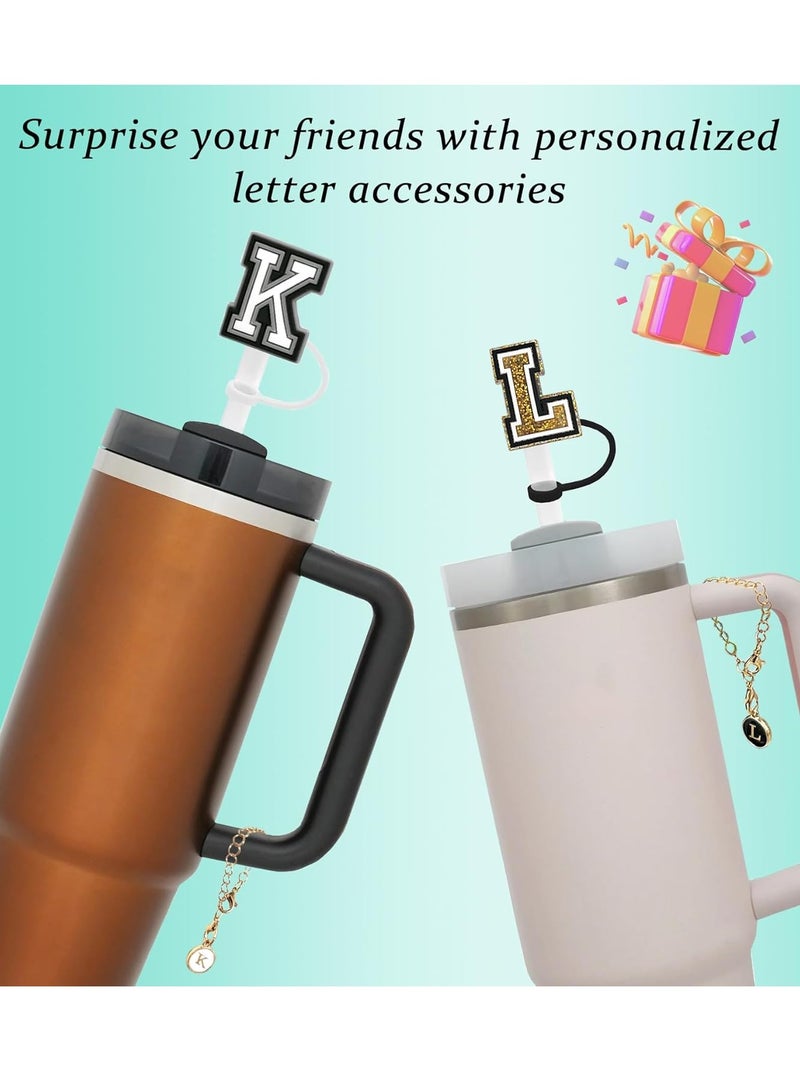 Mmmon 3PCS Straw Cover 10mm For Tumbler Cup Reusable Straw Cap Topper and 3 Initial Letter Charms M Handle Charm For 30 and 40 Oz Cup Tumbler - Image 4