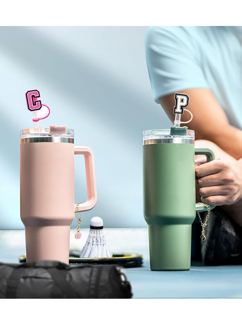 Mmmon 3PCS Straw Cover 10mm For Tumbler Cup Reusable Straw Cap Topper and 3 Initial Letter Charms M Handle Charm For 30 and 40 Oz Cup Tumbler - Image 5