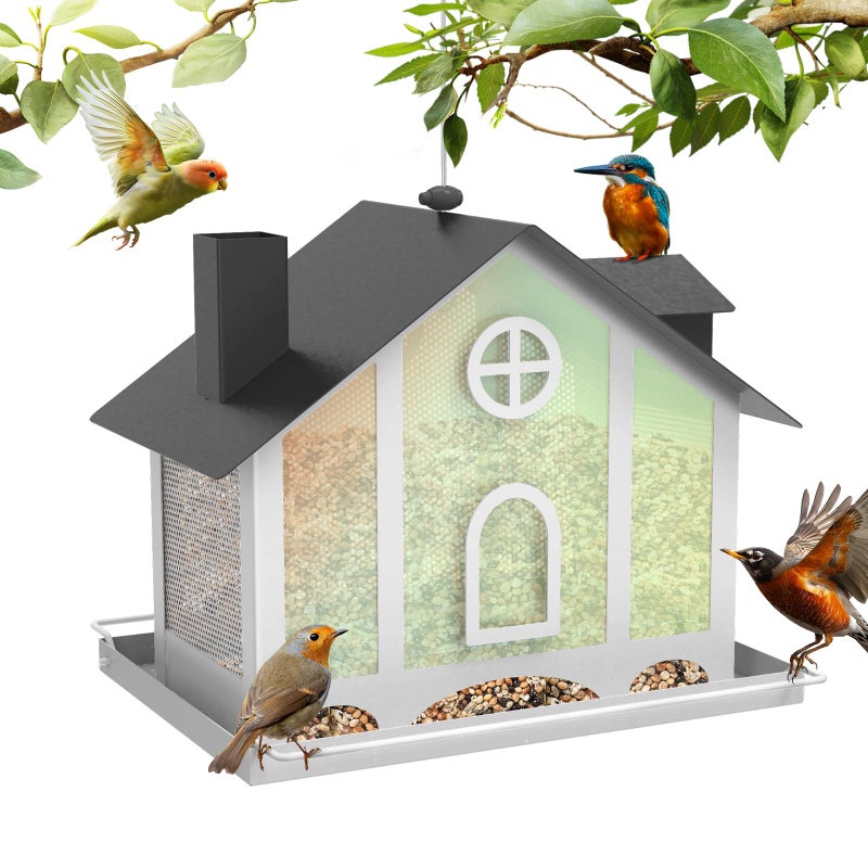 FlowaFoli Bird Feeders for Outdoors, Decorative Large Bird Feeders for Outdoors with Rainbow Acrylic Panels, Ideal Gift for BirdLovers to Attract Feathered Friends Year-Round - Image 1