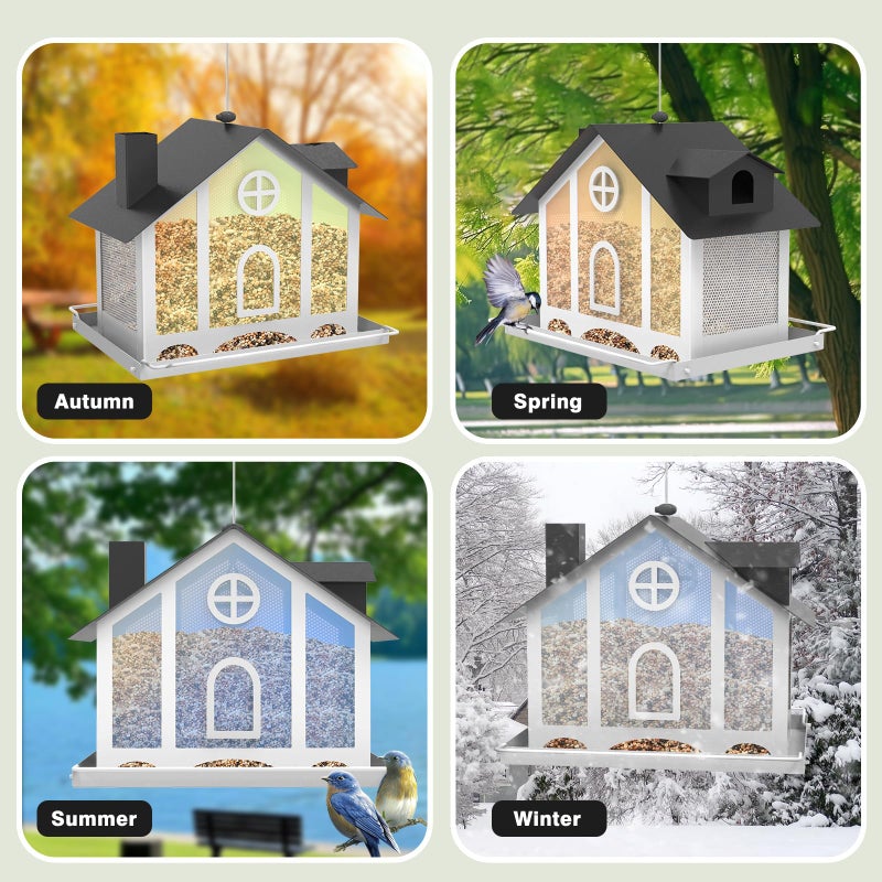 FlowaFoli Bird Feeders for Outdoors, Decorative Large Bird Feeders for Outdoors with Rainbow Acrylic Panels, Ideal Gift for BirdLovers to Attract Feathered Friends Year-Round - Image 5
