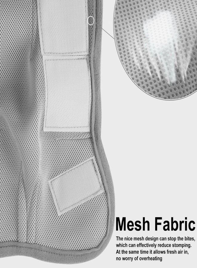 TARFEPA Adjustable Horse Fly Boots Set of 4, Equine Leg Protection Reduce Stomping, Breathable Mesh Fly Boots for Horses, Horse Leggings Leg Guards - Grey - Pony - Image 2