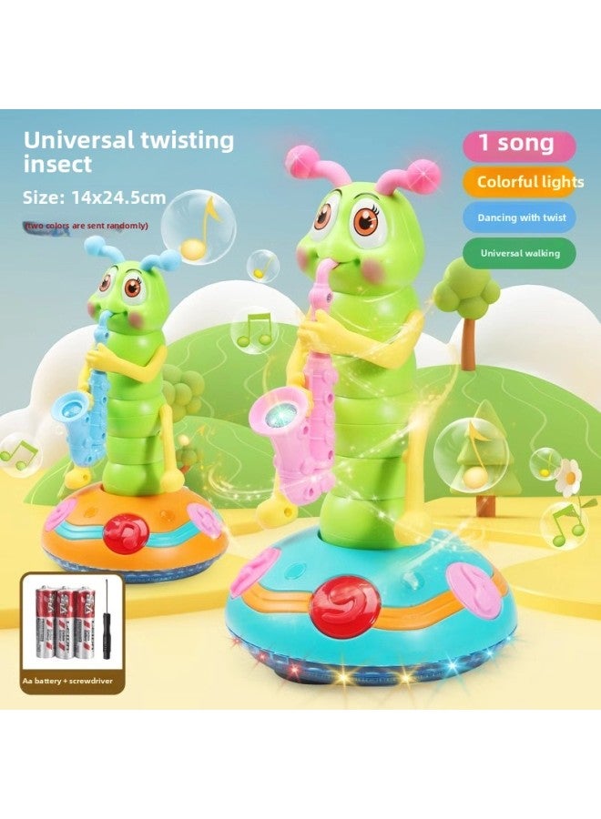 Shake Tone Same Electric Singing Twisted Worm Children's Music Lighting Caterpillar Blow Saxophone Universal Toy-Color:[1 Piece Of Music-battery Version] Electric Dancing Twisting Insect (happy Music + Universal Travel)  - Image 1