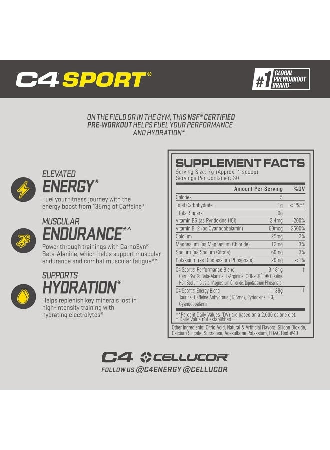 سيلوكور مسحوق C4 الأصلي قبل التمرين بدون سكر، بيتا ألانين، فيتامين C، للطاقة والتركيز والأداء، بنكهة فواكه البونش – 30 حصة - Image 2