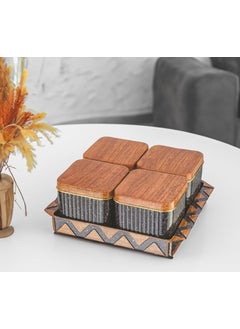 Nabhya Nabhya Bellagio Wooden 4pc Multipurpose Airtight Dry Fruit Container With Lid & Serving Tray, Kitchen Food Storage Container Set, Diwali Gifting Items For Friends, Family Employees (Black)  - Image 4