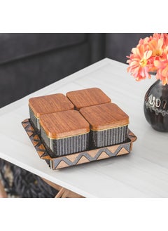Nabhya Nabhya Bellagio Wooden 4pc Multipurpose Airtight Dry Fruit Container With Lid & Serving Tray, Kitchen Food Storage Container Set, Diwali Gifting Items For Friends, Family Employees (Black)  - Image 5