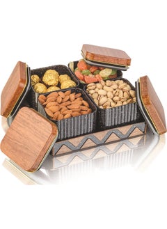 Nabhya Nabhya Bellagio Wooden 4pc Multipurpose Airtight Dry Fruit Container With Lid & Serving Tray, Kitchen Food Storage Container Set, Diwali Gifting Items For Friends, Family Employees (Black)  - Image 1