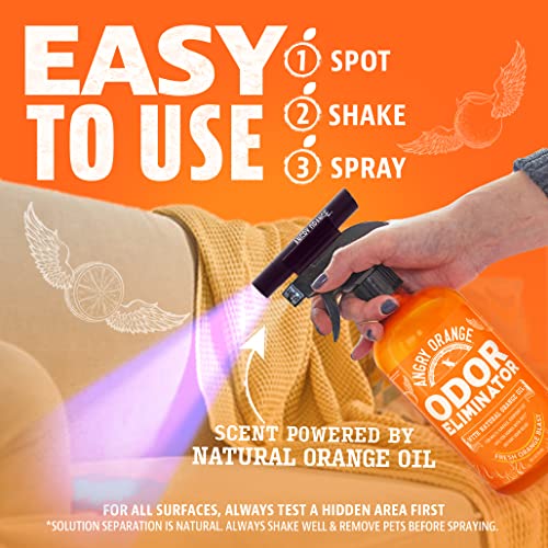 ANGRY ORANGE Pet Odor Eliminator Kit for Dog/Cat Urine - Citrus - 24 oz + UV Flashlight - Image 5