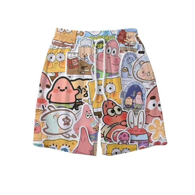 Strawberry Bear Cartoon Couple Shorts Unisex Loose Quick-Drying Fashionable Casual Beach Pants Pajama Pants - Image 4