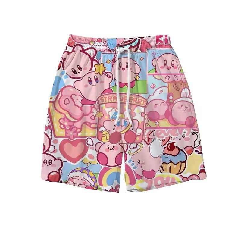 Strawberry Bear Cartoon Couple Shorts Unisex Loose Quick-Drying Fashionable Casual Beach Pants Pajama Pants - Image 5