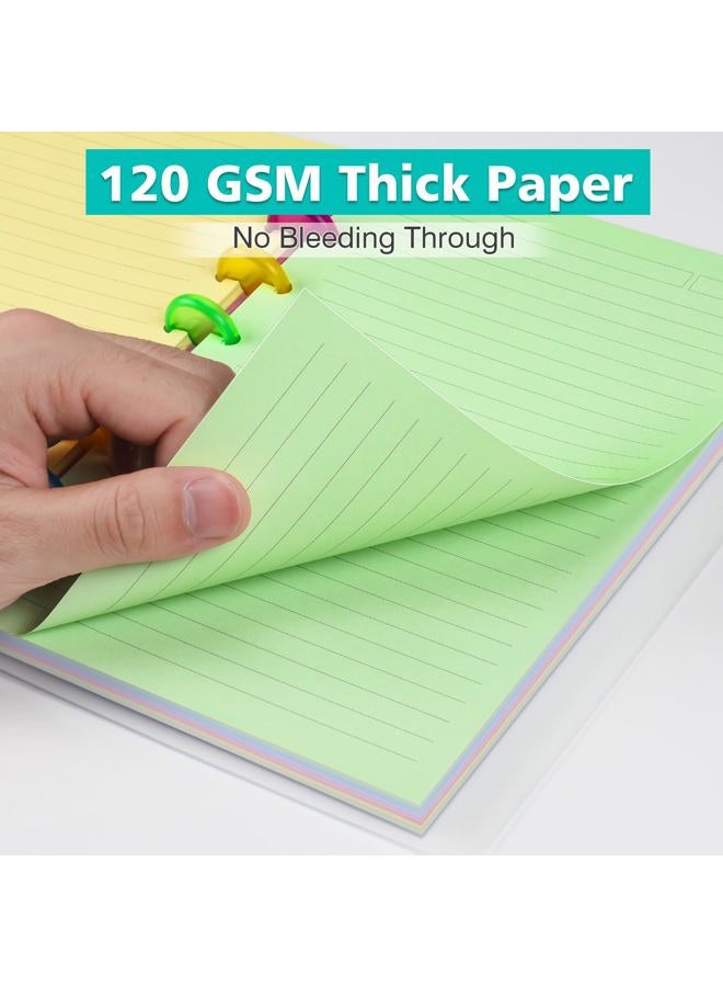 OMEYA Letter Size 11 Discs 120gsm Discbound Refill Paper, Discbound 5 Colorful Line Papers, Disc Paper Refill, Loose-Leaf Papers, Disc Planner Inserts, 100 Sheets/200 Pages - Image 4