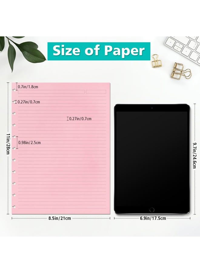 OMEYA Letter Size 11 Discs 120gsm Discbound Refill Paper, Discbound 5 Colorful Line Papers, Disc Paper Refill, Loose-Leaf Papers, Disc Planner Inserts, 100 Sheets/200 Pages - Image 2
