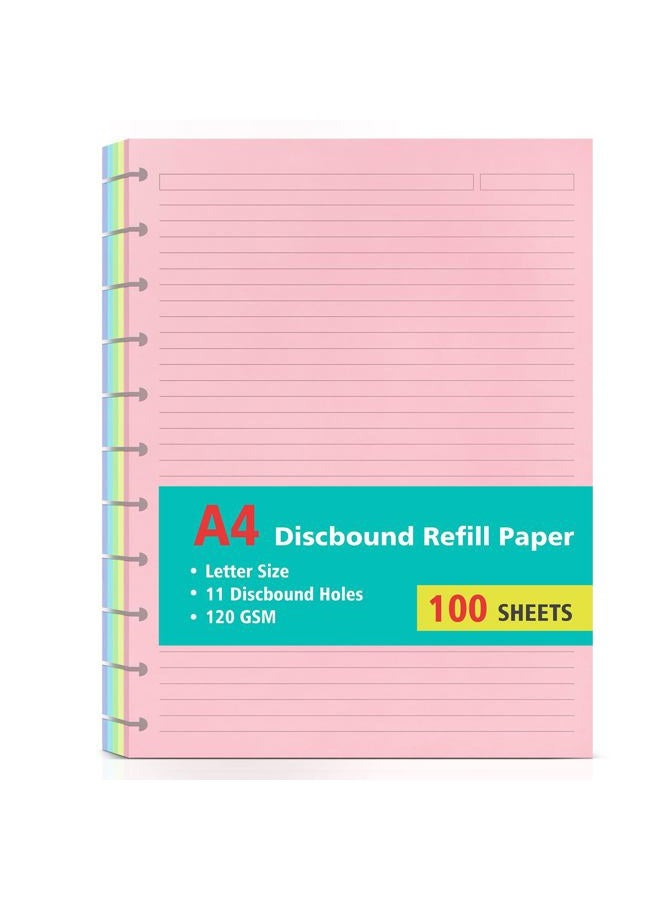OMEYA Letter Size 11 Discs 120gsm Discbound Refill Paper, Discbound 5 Colorful Line Papers, Disc Paper Refill, Loose-Leaf Papers, Disc Planner Inserts, 100 Sheets/200 Pages - Image 1