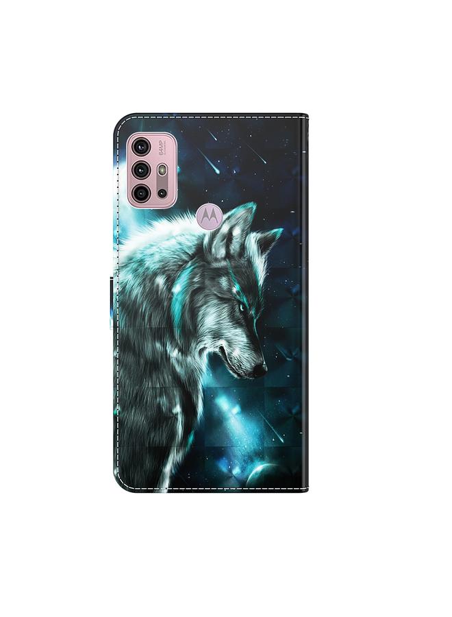 اس-توب جراب لهاتف Motorola Moto G30/G10/G20 بنمط رسم ثلاثي الأبعاد، جراب قلاب أفقي من مادة TPU + جلد PU مع حامل وفتحات للبطاقات ومحفظة - Image 3