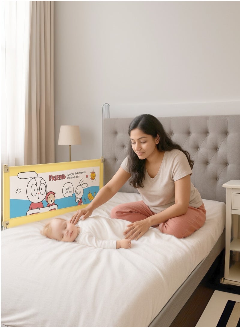 Kiddale Extra Long 200cm Extra Height 68cm Bed rail for toddlers Bedrail for Toddler and Kids Bed Fence for Baby Bed Fence for King and Queen size bed Long Bed Guard Rail for kids Color Yellow  - Image 2
