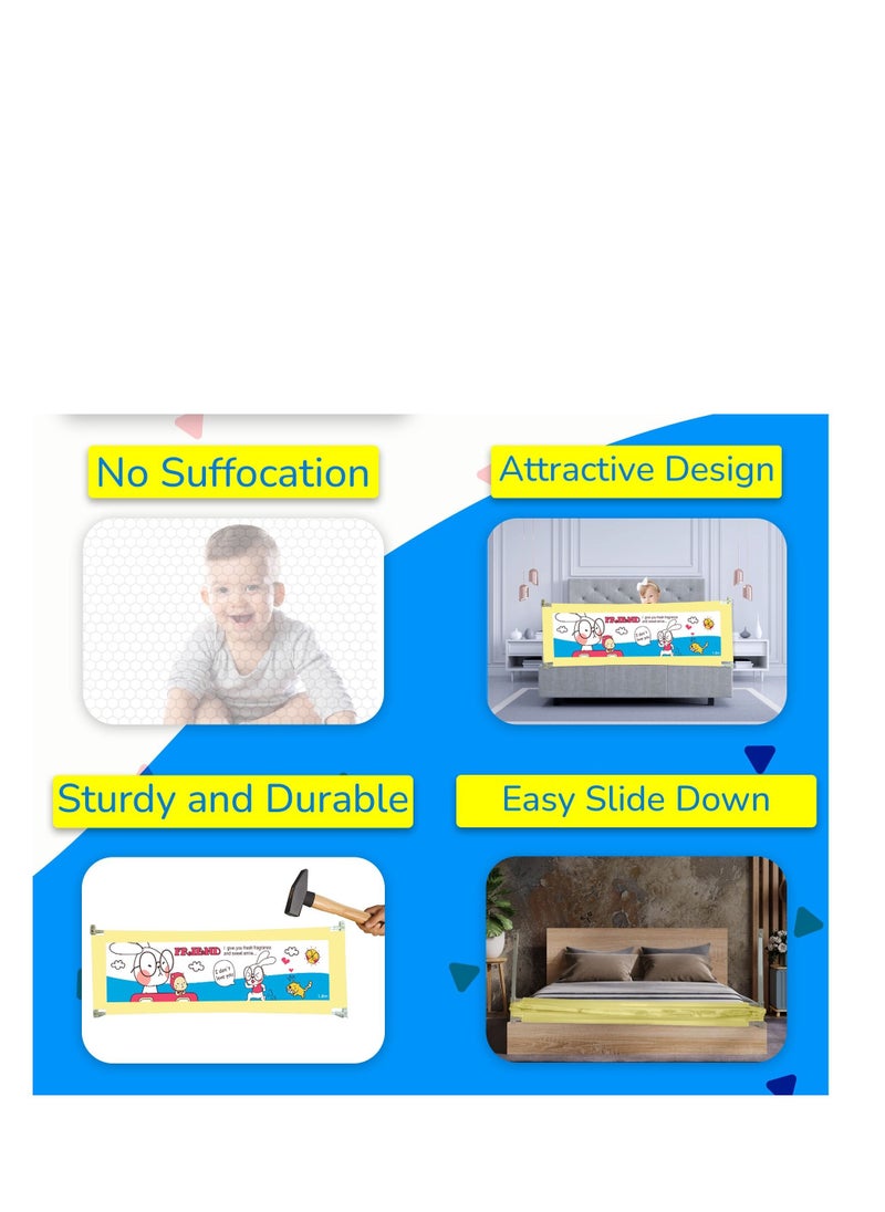 Kiddale Extra Long 200cm Extra Height 68cm Bed rail for toddlers Bedrail for Toddler and Kids Bed Fence for Baby Bed Fence for King and Queen size bed Long Bed Guard Rail for kids Color Yellow  - Image 3