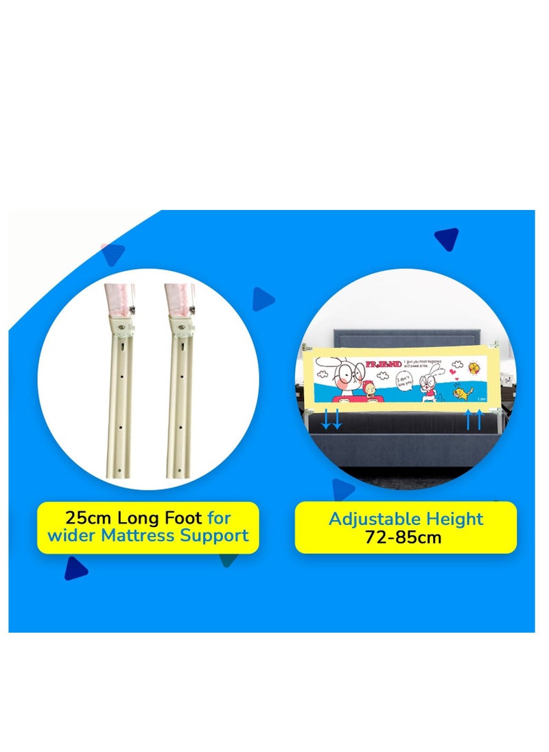 Kiddale Extra Long 200cm Extra Height 68cm Bed rail for toddlers Bedrail for Toddler and Kids Bed Fence for Baby Bed Fence for King and Queen size bed Long Bed Guard Rail for kids Color Yellow  - Image 5